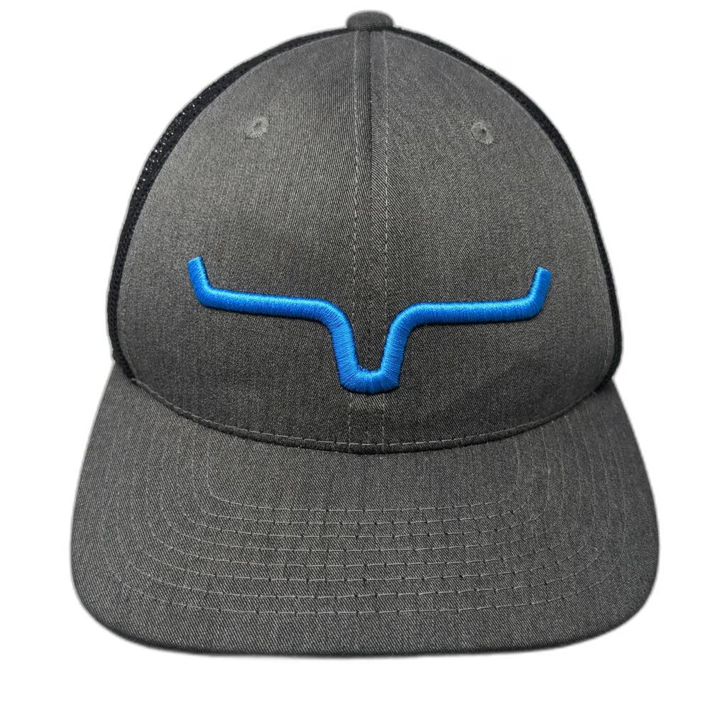 Kimes Ranch Trucker Hat Gray OSFM Blue Longhorn Logo Mesh Snapback Scottsdale